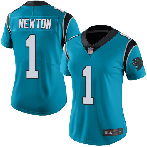 Carolina Panthers Limited Blue Women Cam Newton Jersey NFL Football #1 Rush Vapor Untouchable